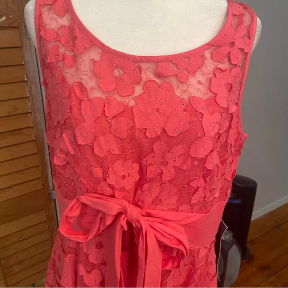 Coldwater Creek Pink Lace Overlay Dress Size 14 Lined Tie Waist Party Shower Fun - Picture 13 of 16